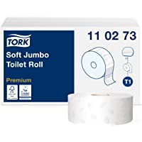 Tork 110273 Rollos de papel higiénico Jumbo Premium de larga duración de 2 capas compatibles con el sistema higiénico…